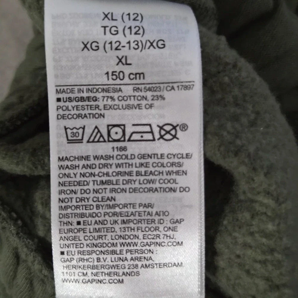 Gap Kids Boys Size XL Fleece Joggers Green Embroidered Logo